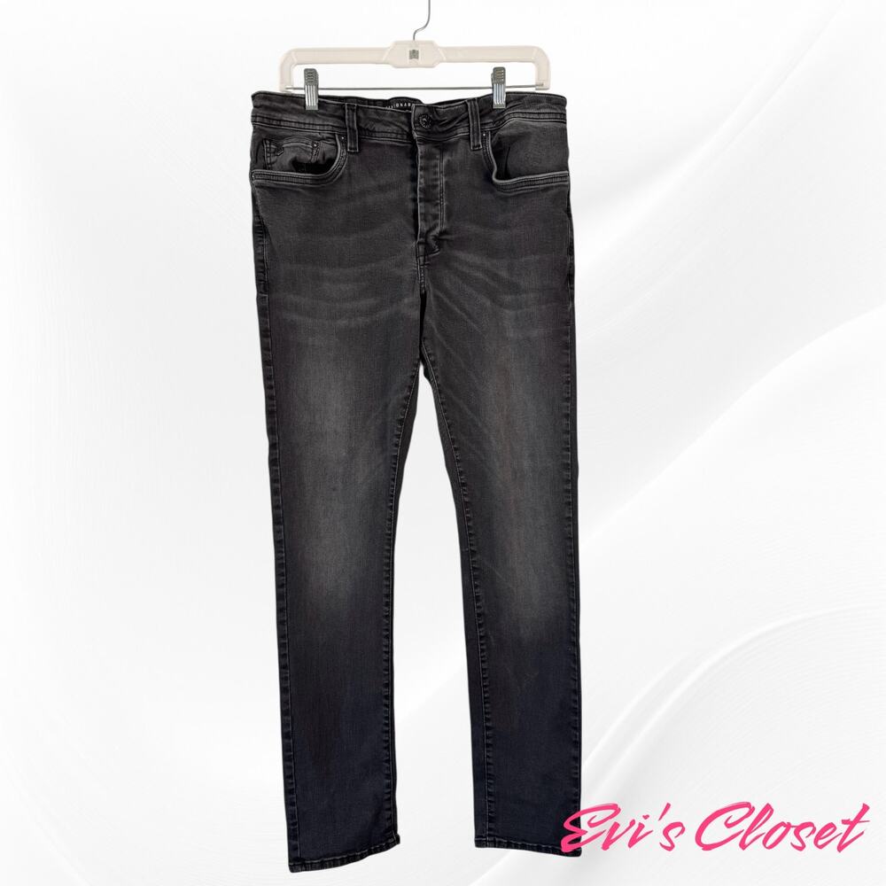 Renuar Men's Visionary Denim Type O2 Jeans. Sz 34X32 Black Skinny Leg Stretch